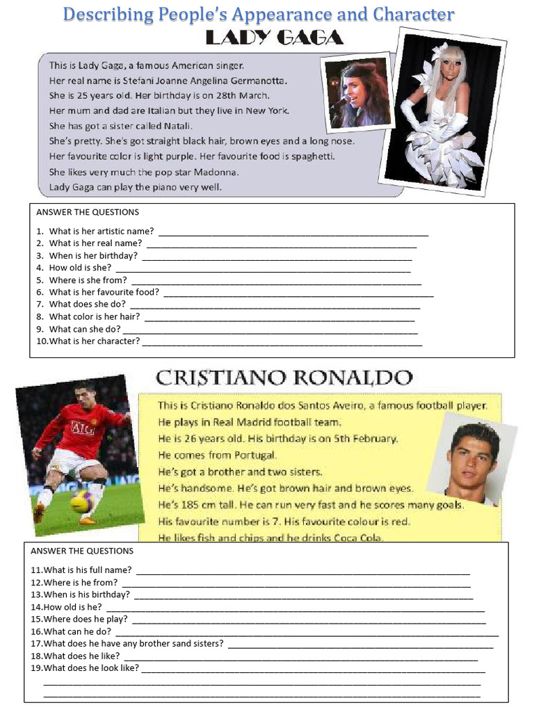 Describing Appearance And Character Traits Pdf Social Science