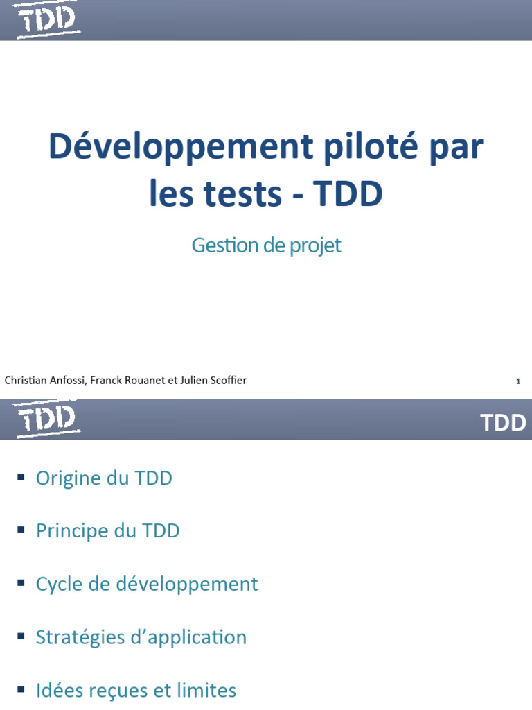TDD : Principes et Stratégies | PDF | Test-Driven Development ...