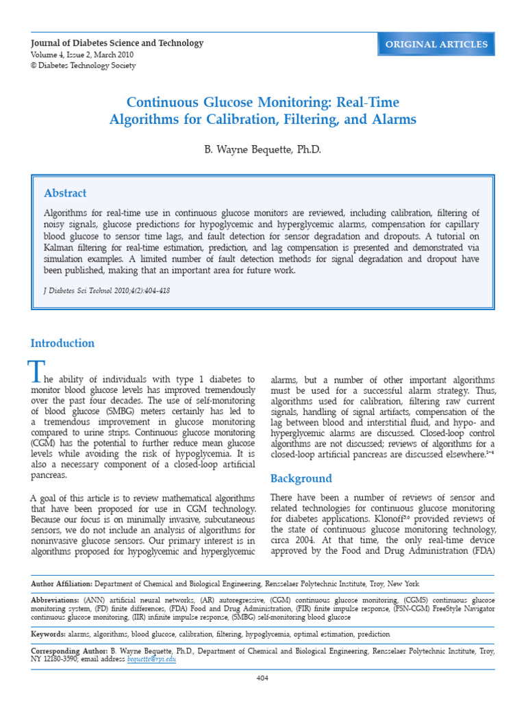 Real-Time Algorithms for CGM Systems | PDF | Regression Analysis ...