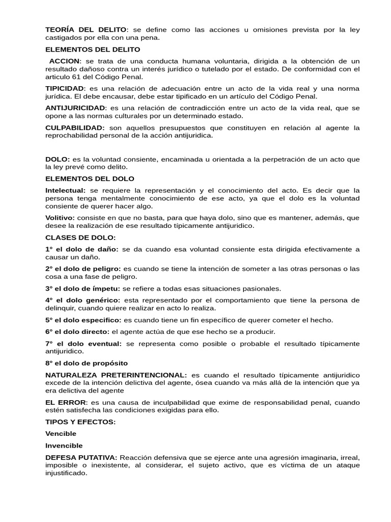 Elementos y Clases del Delito | PDF | Intención (Derecho Penal ...