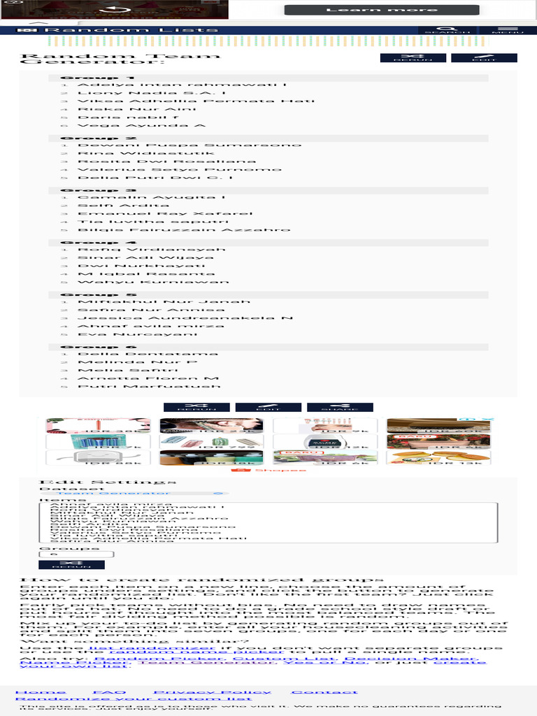 Random Team Generator - Split A List Into Random Groups | PDF ...