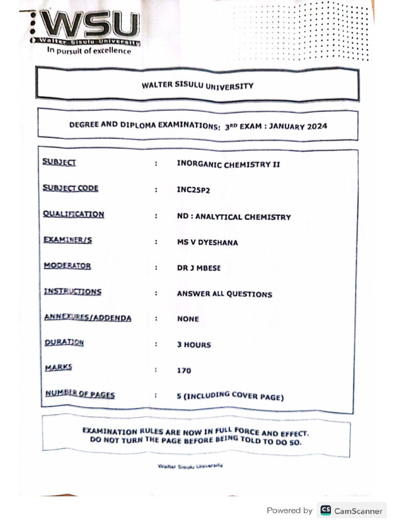 Inorg Chem LL 3rd Exam Jan 2024 | PDF