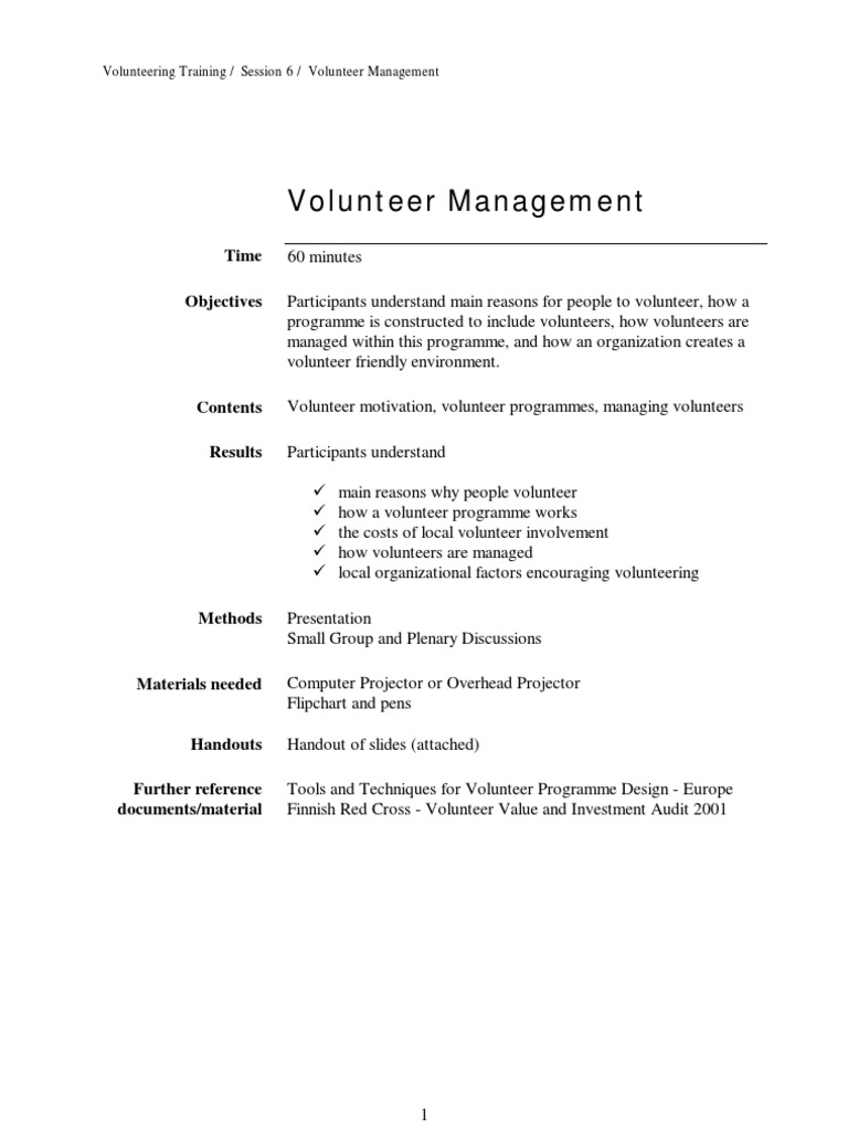 Volunteer Programme Design Techniques | PDF | Volunteering ...