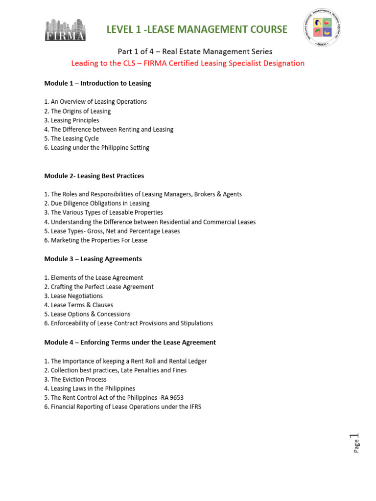 Lease Management Course Overview | PDF | Lease