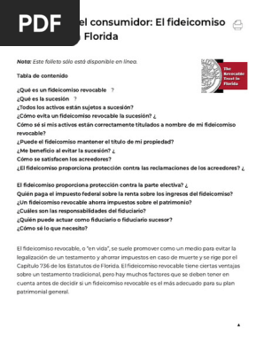 Folleto para el consumidor_ El fideicomiso revocable en Florida – Colegio de Abogados de Florida