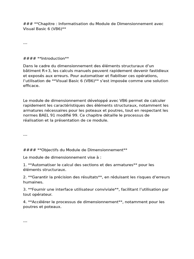 Module de Dimensionnement VB6 pour Structures | PDF | Informatique