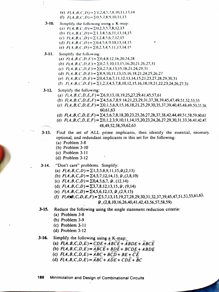 K-map Simplification Exercises for Logic Functions | PDF | Computer ...