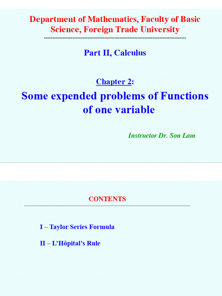 Taylor Series and L'Hôpital's Rule Guide | PDF | Real Analysis ...