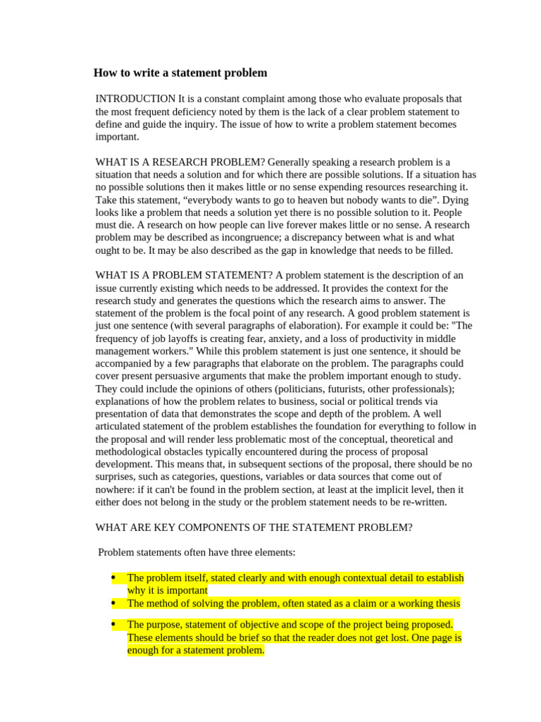 Crafting an Effective Problem Statement | PDF | Methodology | Agriculture