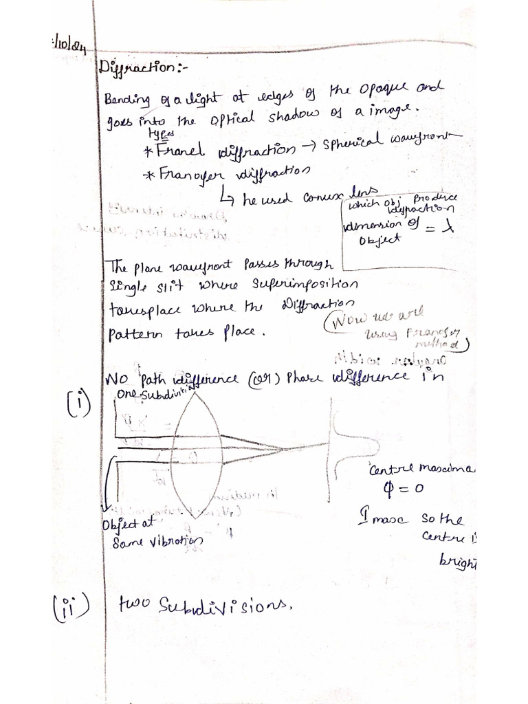Physics Classwork From Diffraction | PDF