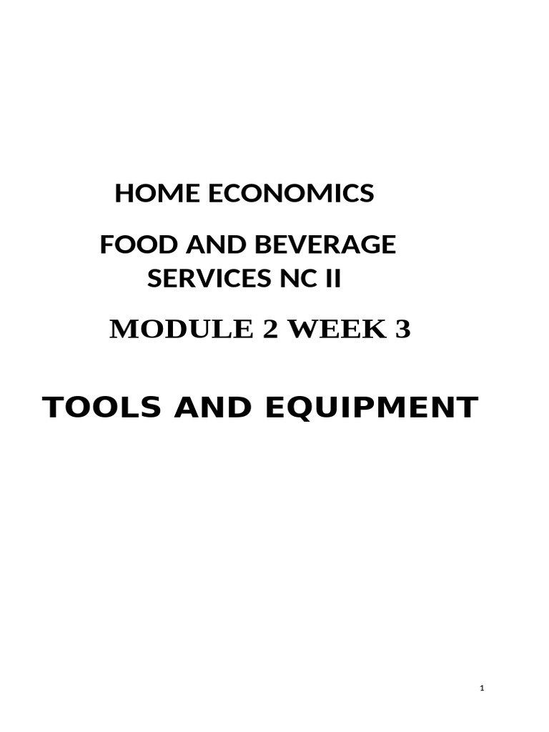 Module 2 Week 3 Tools and Equipment | PDF | Tableware | Wine