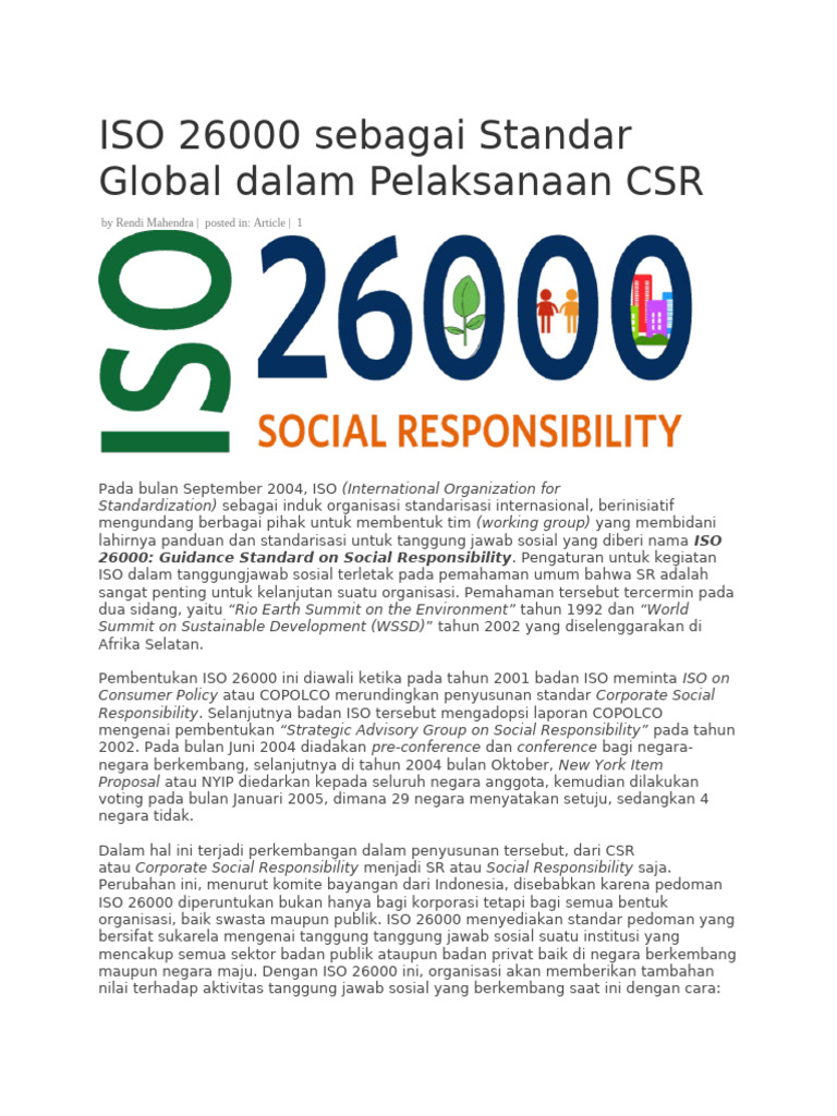 ISO 26000: Panduan CSR Global | PDF | Pengelolaan Keuangan & Uang