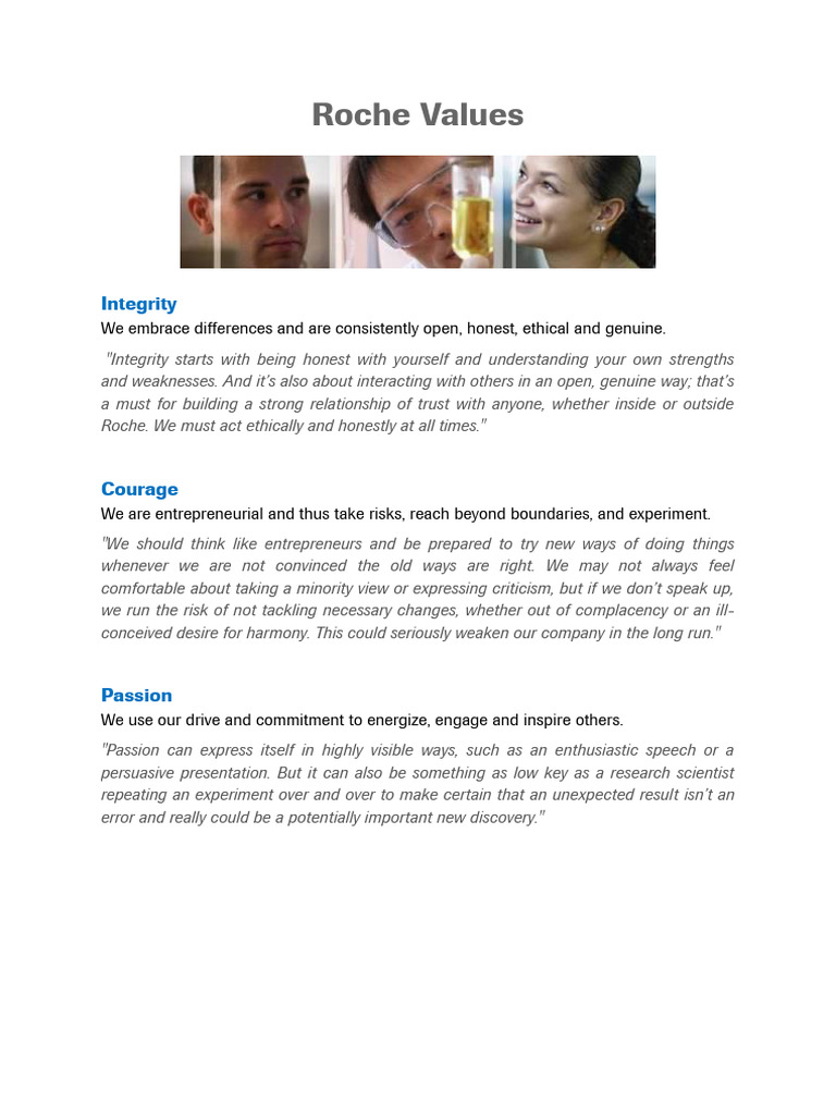 Example - Roche Values | PDF | Self-Improvement