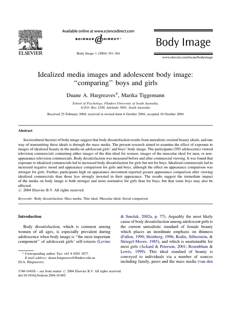 Media Impact on Adolescent Body Image | PDF | Body Image | Beauty