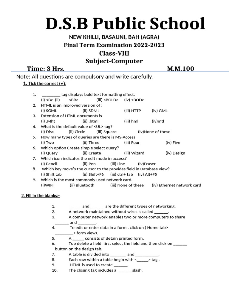 Class Viii Computer | PDF | Html | Computing