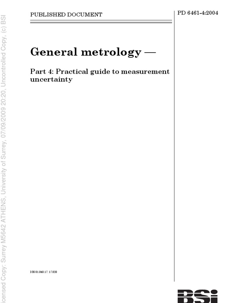 Practical Guide For Uncertainty of Measurements | PDF | Standard Error ...