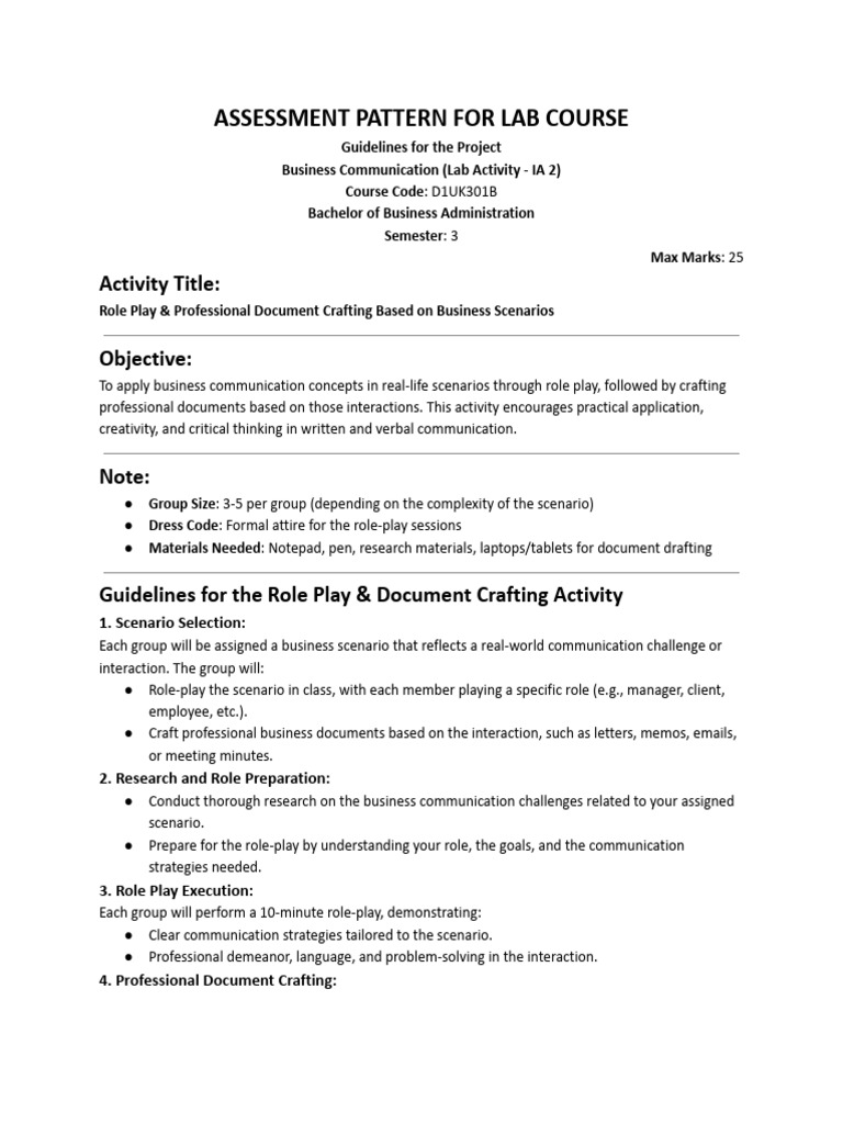 IA 2 - LAB ACTIVITY - Business Communication - BBA Sem 3 | PDF ...