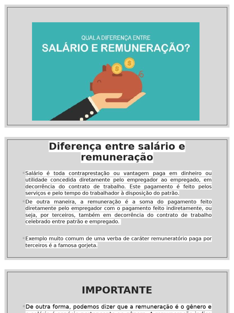 Salário vs. Remuneração: Entenda a Diferença | PDF | Salário | Gorjeta