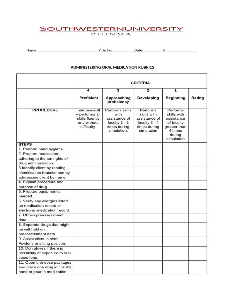 G. Adminstering Oral Medication 1 | PDF | Tablet (Pharmacy ...