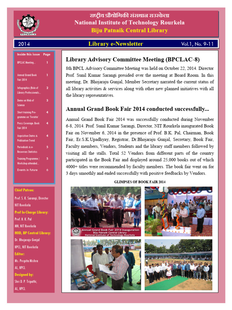 NIT Rourkela Library e-Newsletter 2014 | PDF | Libraries | Computing