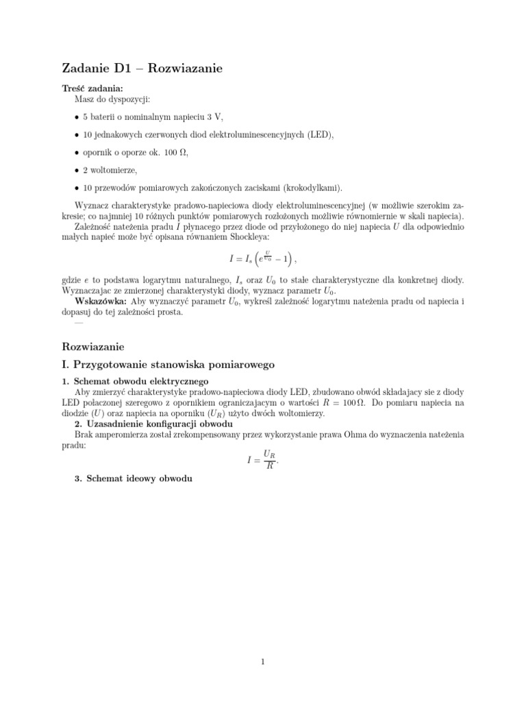 Zadanie D1 - Rozwiazanie: Tre S C Zadania | PDF