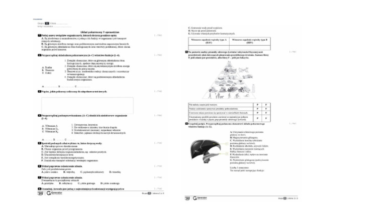 Sprawdzian Biologia Klasa 7 Układ Krążenia Sprawdzian Bilogia Klasa 7 Uklad Pokarmowy | PDF