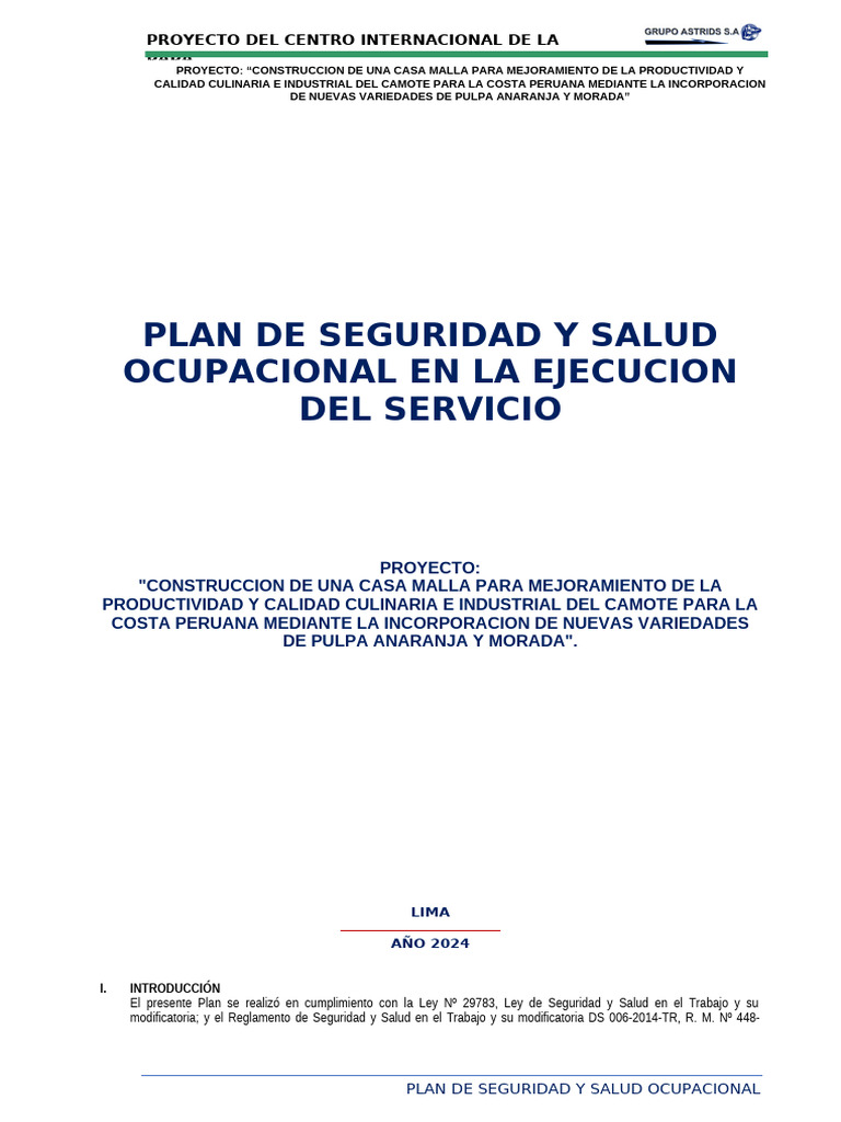 05 Plan de Seguridad y Salud | PDF | Seguridad y salud ocupacional ...