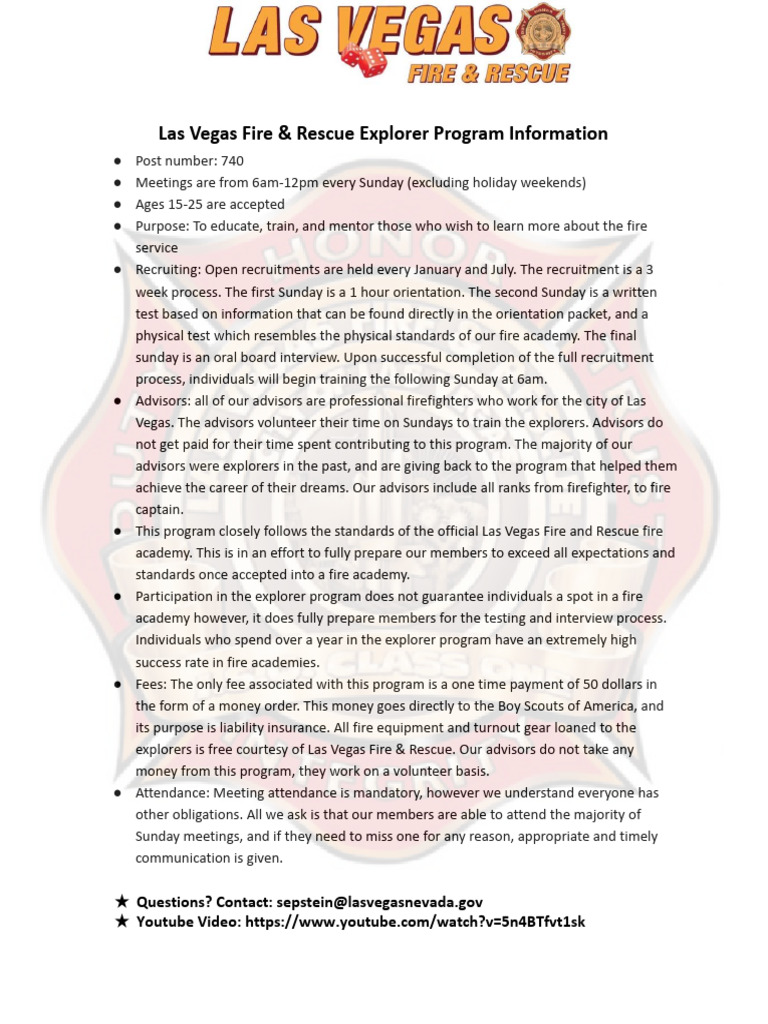 LV Fire & Rescue Explorer Program Information-02-2024 | PDF