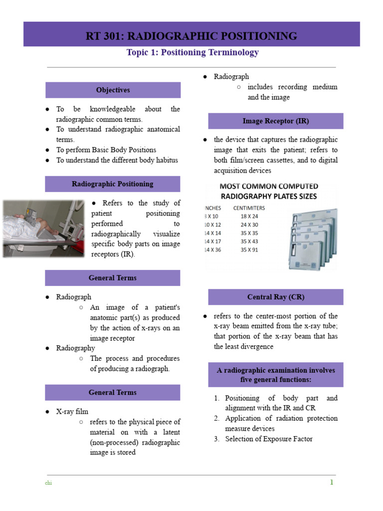 Radiographic Positioning Terminology Guide | PDF | Anatomical Terms Of ...