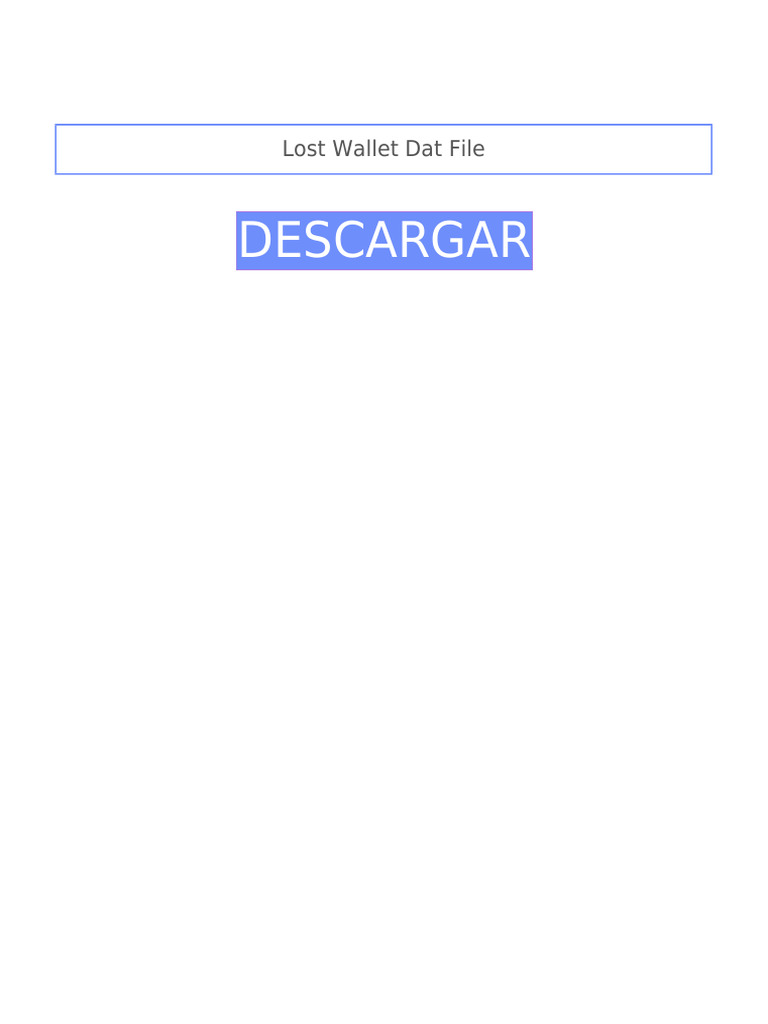 Lost Wallet Dat File | PDF
