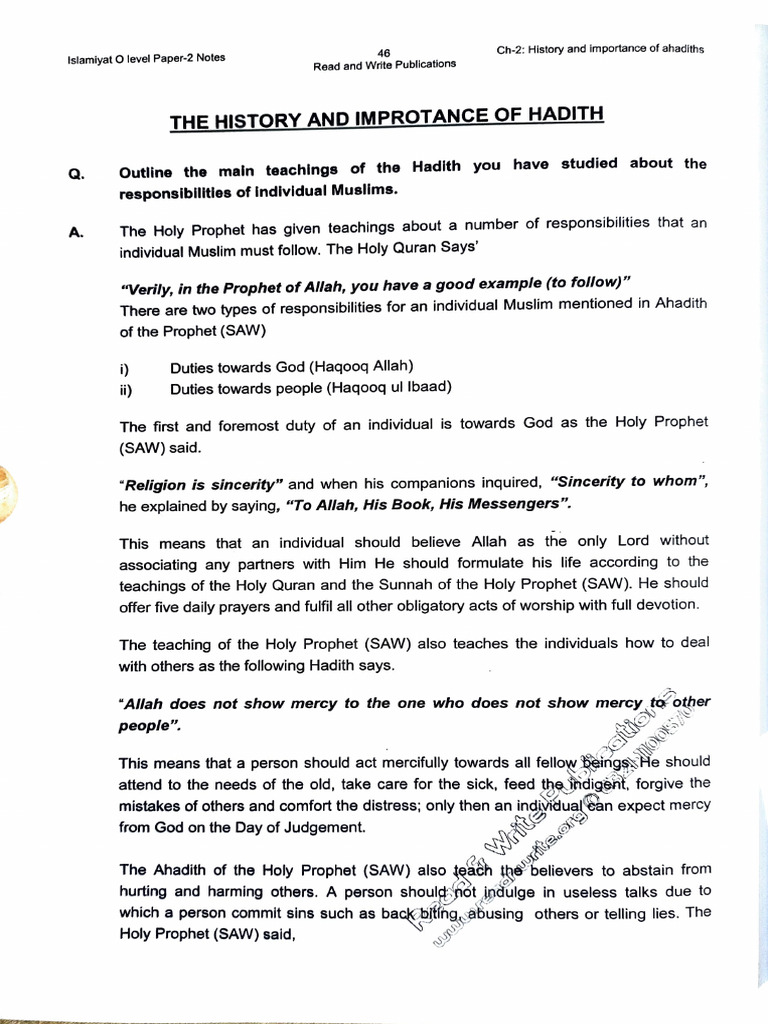 O Level Islamiat Aliya Azhar P2 Notes 3 | PDF | Prophets And Messengers ...