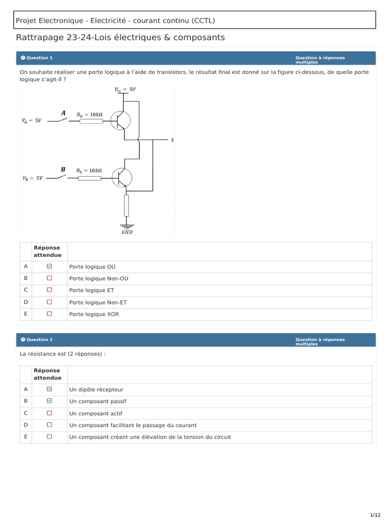 Projet Électronique : Lois et Composants CCTL | PDF | Diode ...