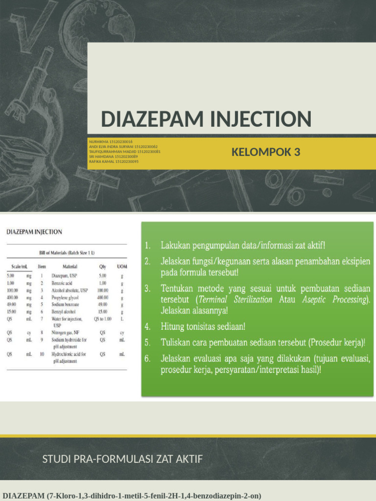 Sediaan Injeksi Diazepam dan Karakteristiknya | PDF