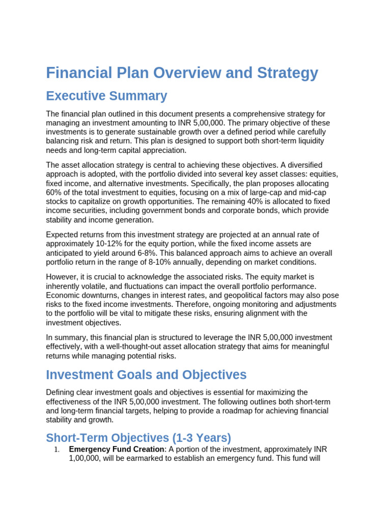 INR 5,00,000 Investment Strategy Guide | PDF | Investing | Financial Risk