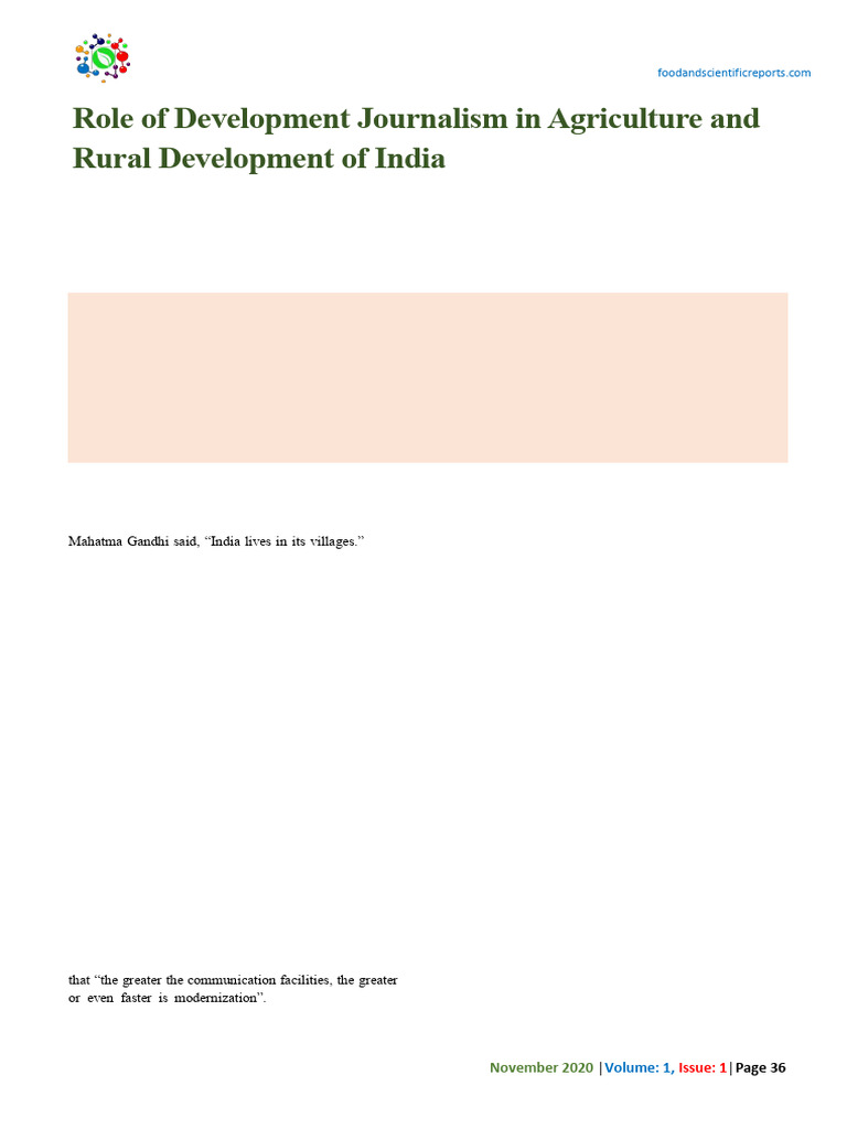 1604631706role of Development Journalism in Agriculture and Rural ...