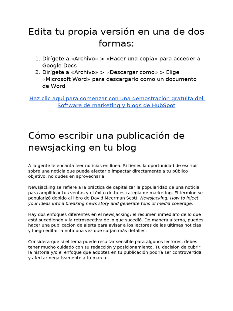 Plantilla de Cómo Escribir Una Publicación de Newsjacking en Tu Blog ...