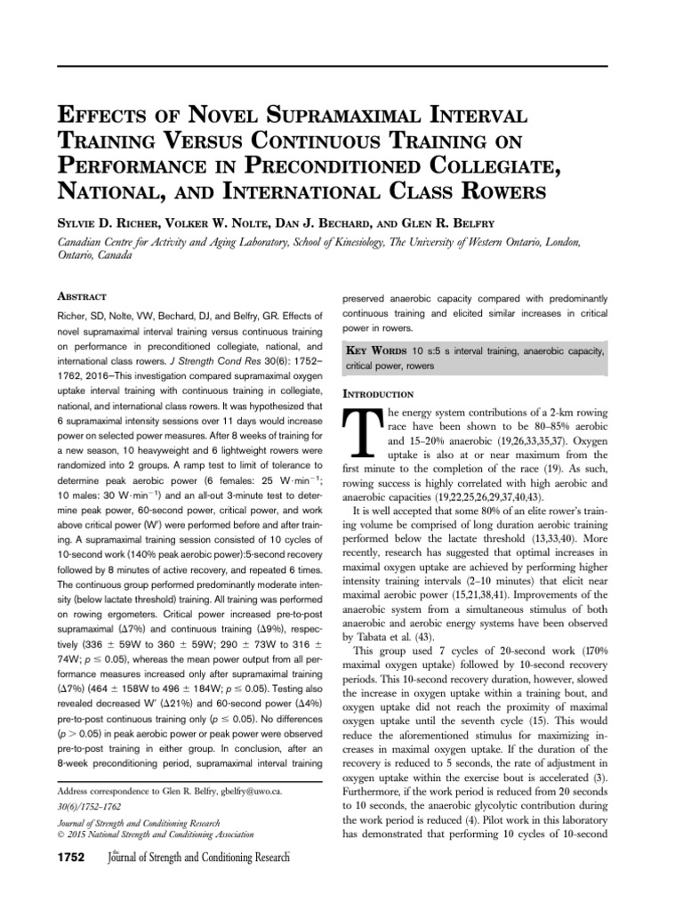 Effects of Novel Supramaximal Interval Training Versus Continuous ...