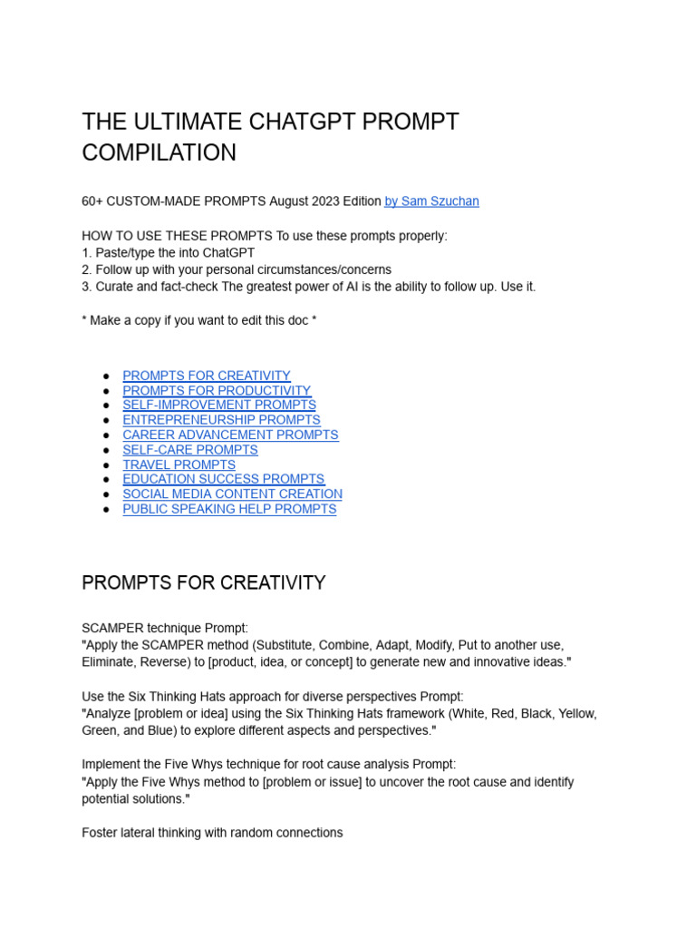 CHATGPT PROMPTS | PDF | Time Management | Professional Skills