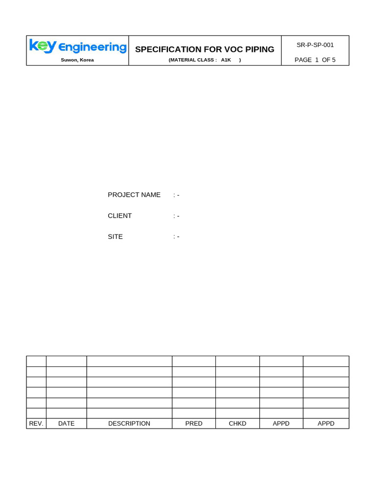 Specification For Voc Piping - Astm | PDF | Valve | Mechanical Engineering
