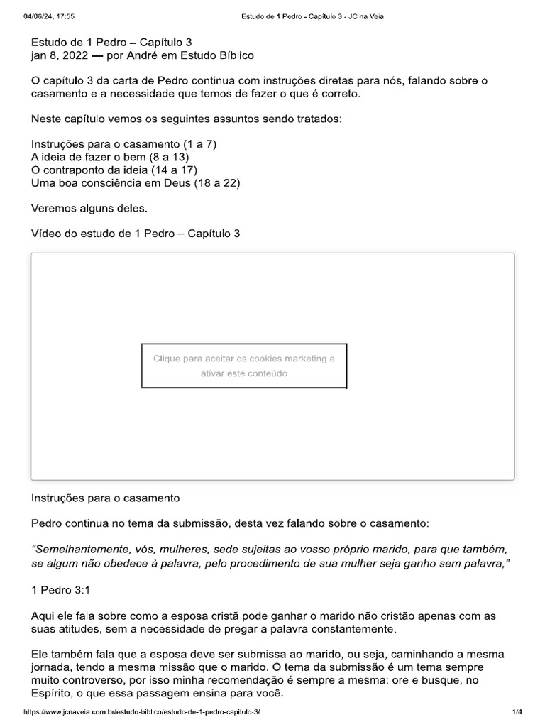 Estudo de 1 Pedro Capitulo 3 | PDF