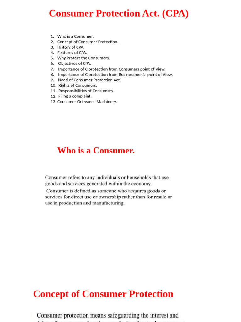 Overview of the Consumer Protection Act | PDF