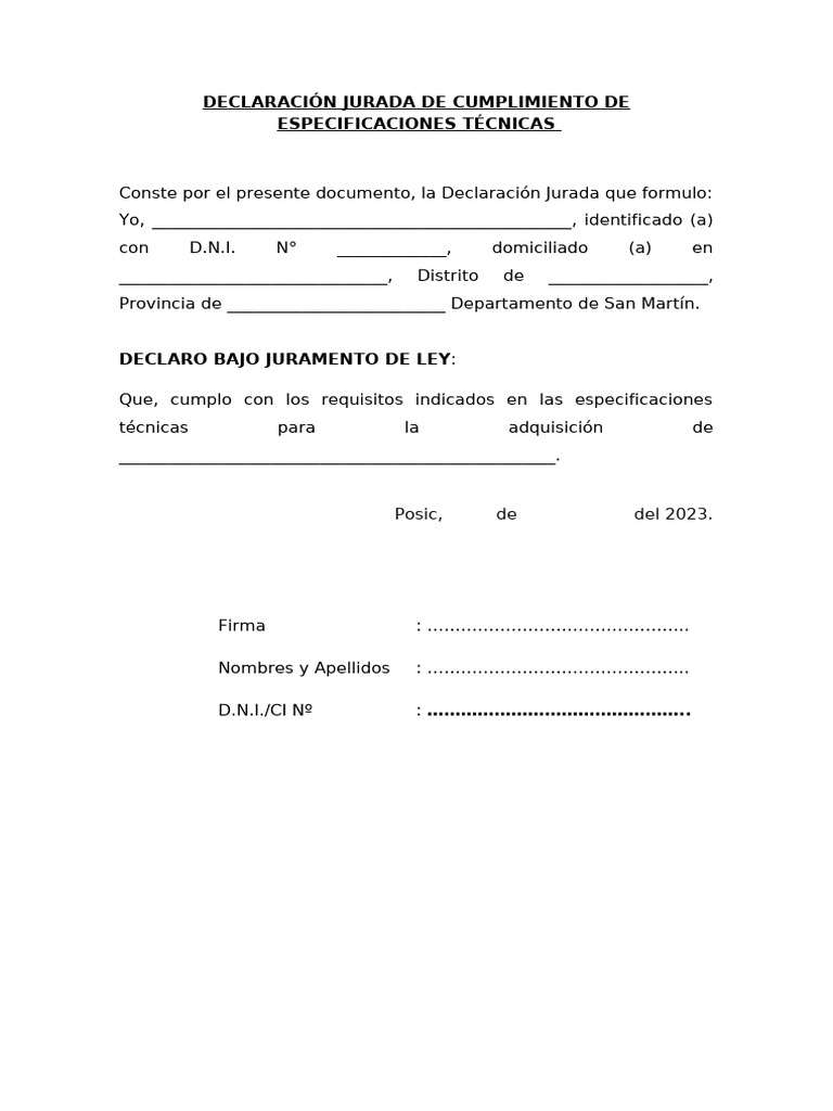 Declaración Jurada de Cumplimiento | PDF | Crecimiento personal y ...