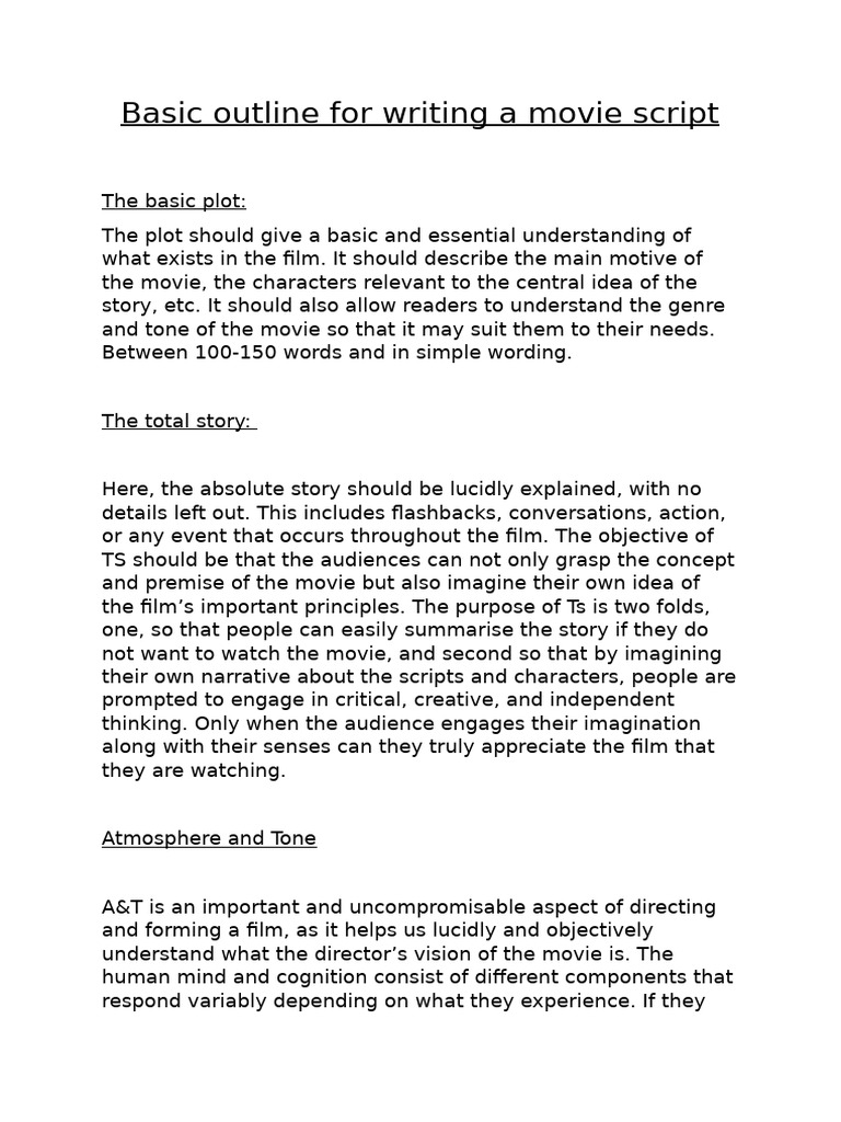 Basic outline for writing a movie script | PDF | Mind | Idea