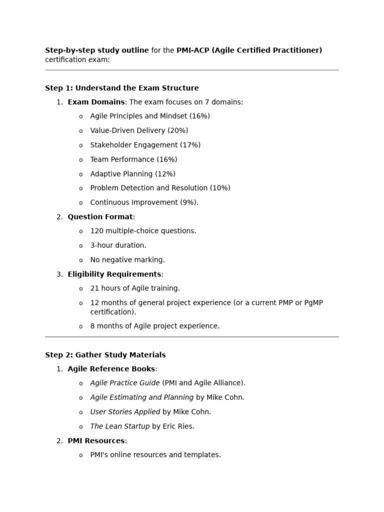 PMI-ACP Exam Study Guide Outline | PDF | Agile Software Development ...