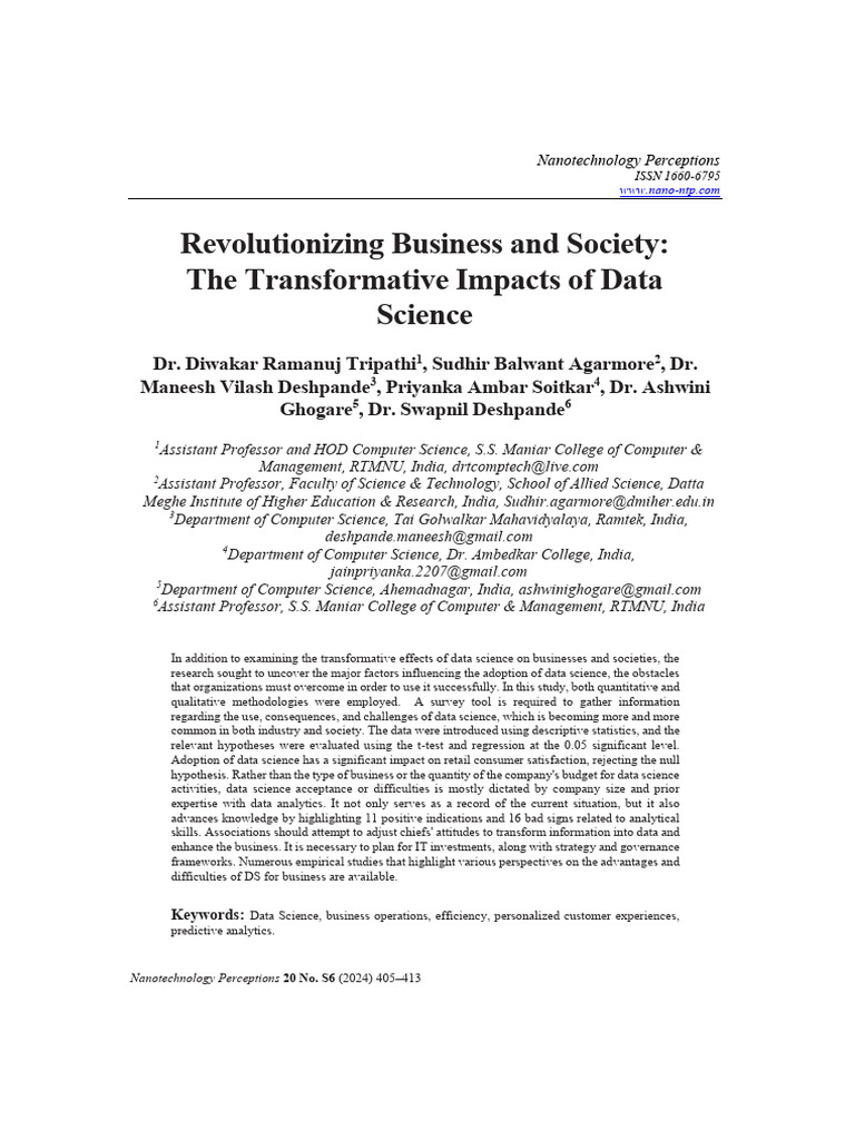 Revolutionizing Business and Society The Transformative Impacts of Data ...
