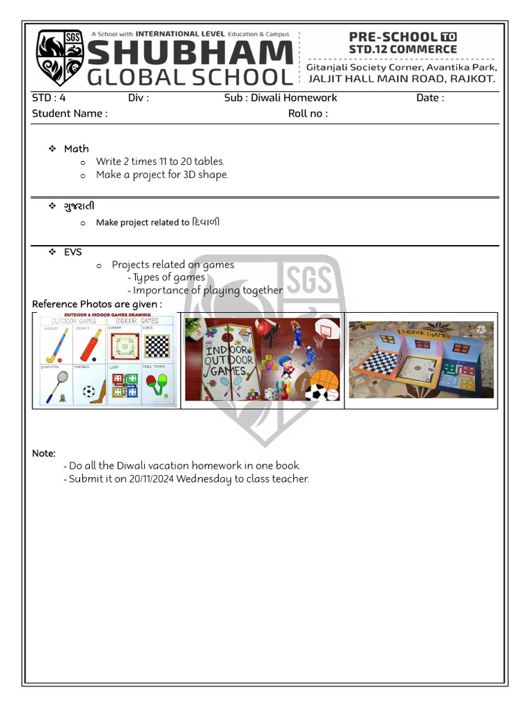 Std 4 Diwali Homework Oct2024 Pdf
