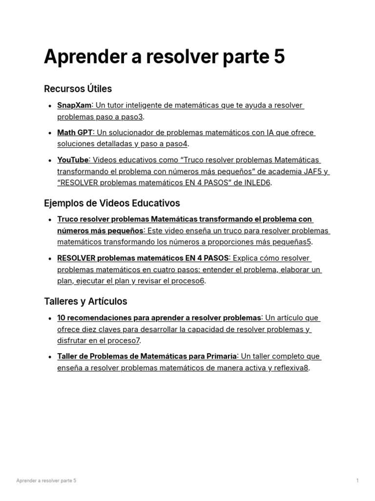 Aprender A Resolver Parte 5 | PDF