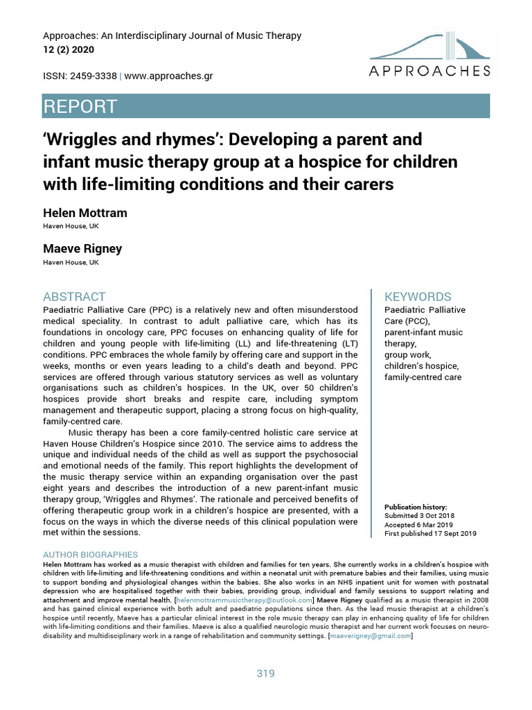 Parent-Infant Music Therapy Group at Hospice | PDF | Palliative Care ...
