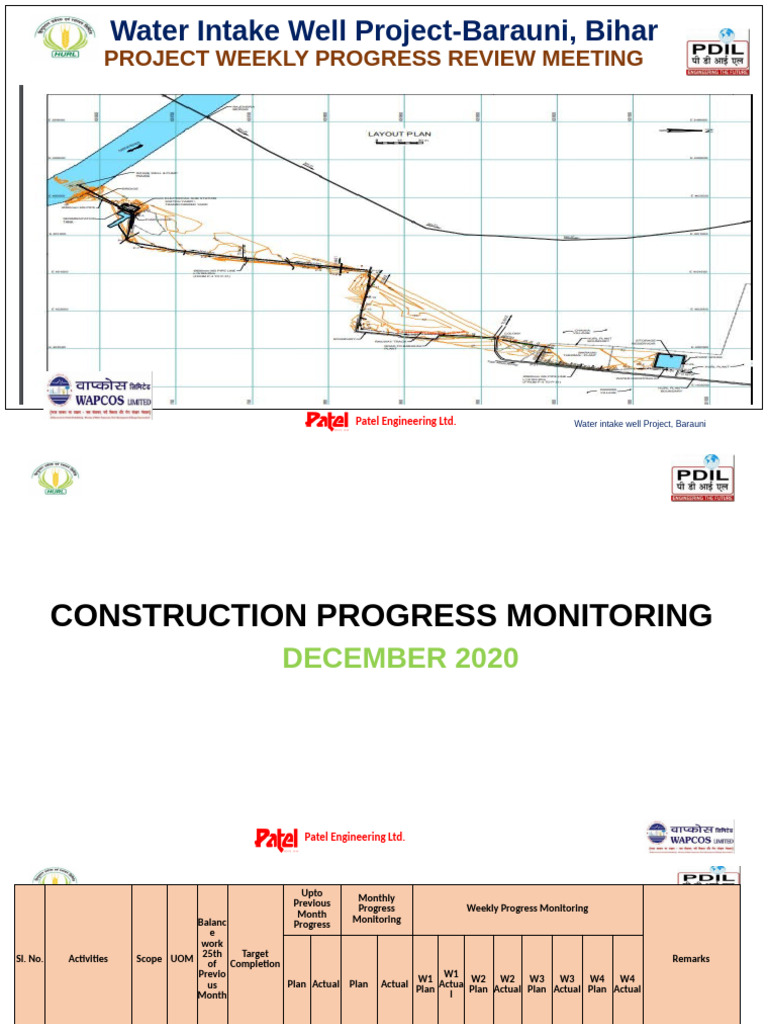 Barauni Water Intake Well Progress Report | PDF | Pump | Chemical ...