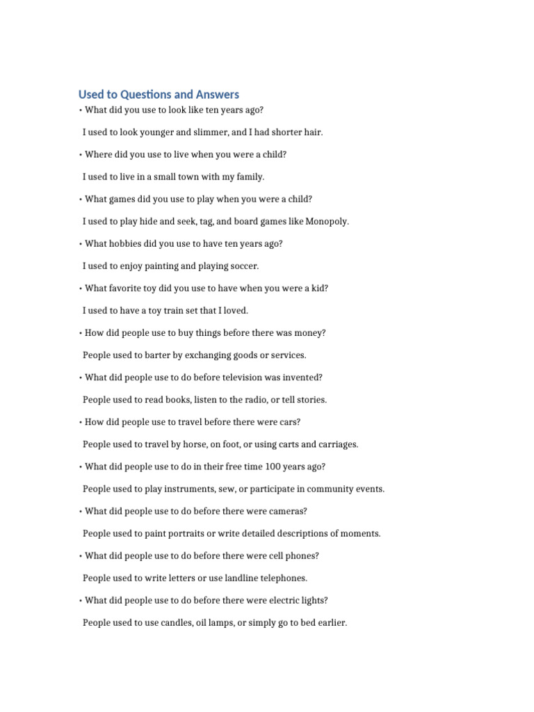Used to Questions and Answers Guide | PDF | Home & Garden